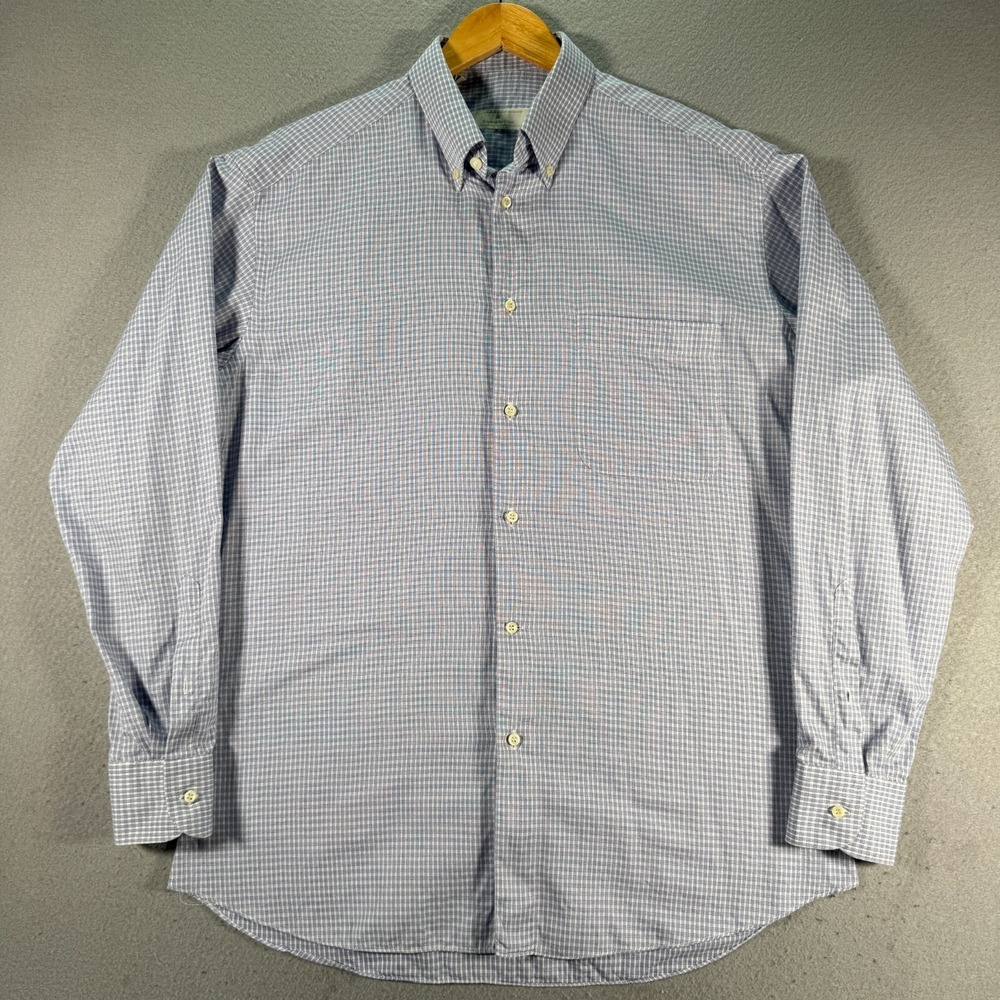 Ermenegildo Zegna Button Down Shirt Men 16-41‎ Blue Plaid Comfort Formal Turkey